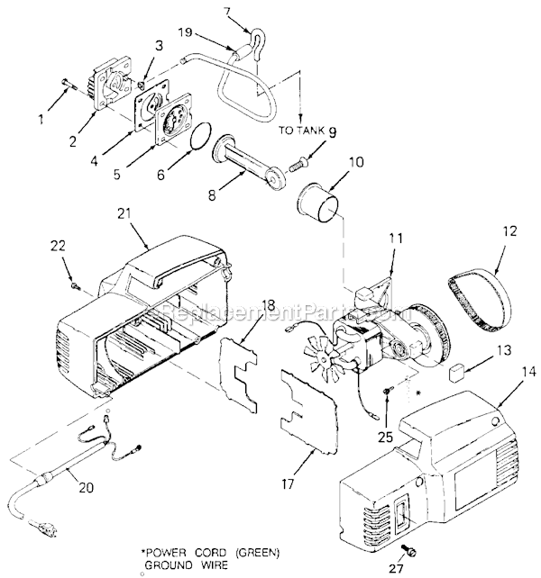 Page A Diagram and Parts List for PAFAC153 Type 1 DeVilbiss Compressor
