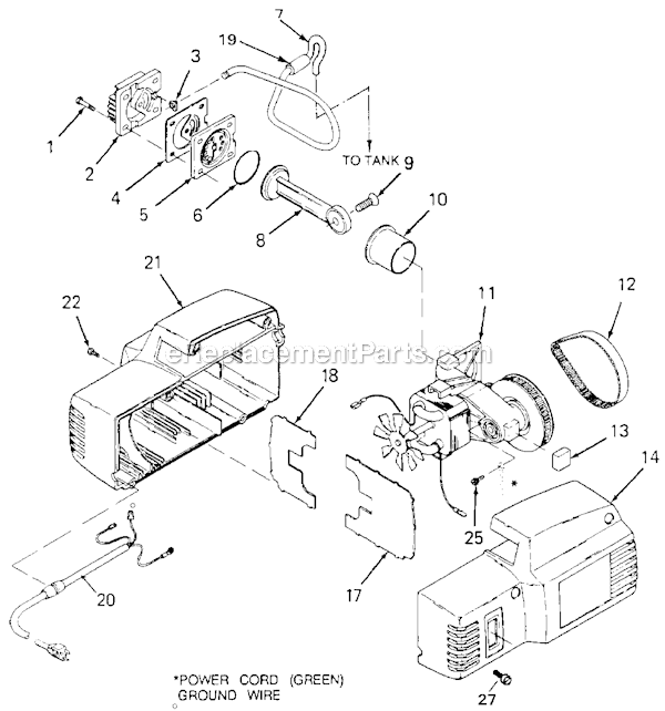 Page A Diagram and Parts List for PAFAC153 Type 2 DeVilbiss Compressor