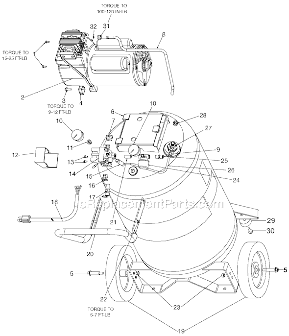 Page A Diagram and Parts List for PAFB5020VP Type 0 DeVilbiss Compressor