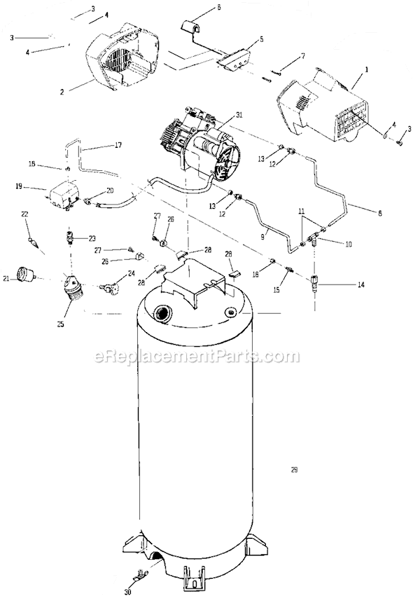 Page A Diagram and Parts List for PAFCTV560V Type 0 DeVilbiss Compressor