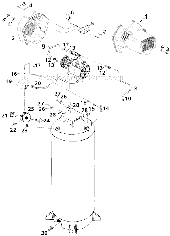Page B Diagram and Parts List for PAFTV660V Type 2 DeVilbiss Compressor