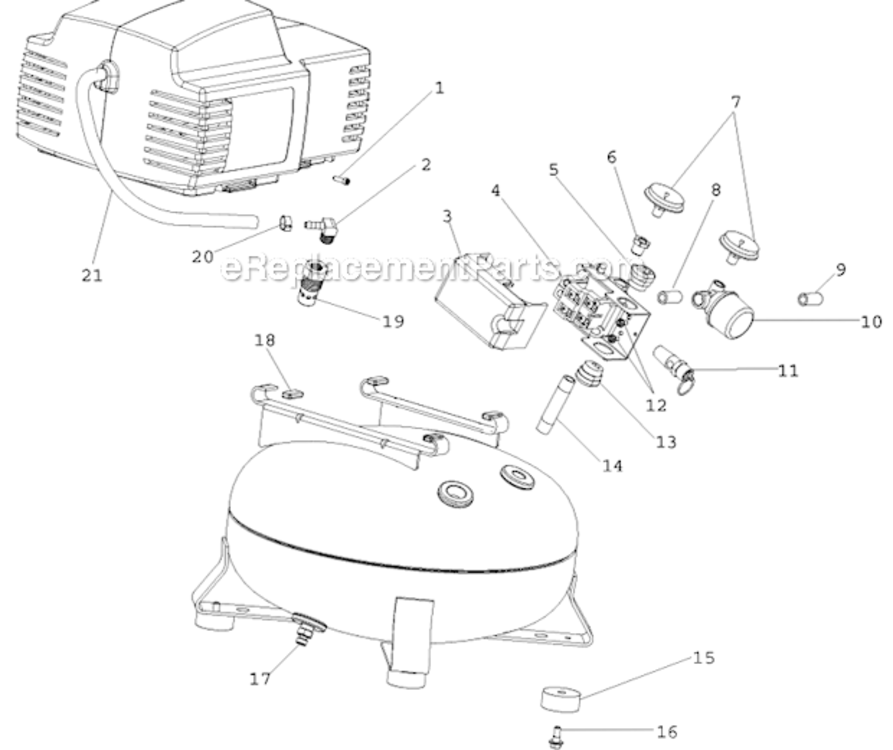 Page A Diagram and Parts List for PFA2X4-WK Type 1 DeVilbiss Compressor