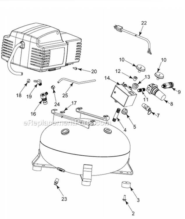 Page A Diagram and Parts List for PFACS2X4 Type 0 DeVilbiss Compressor