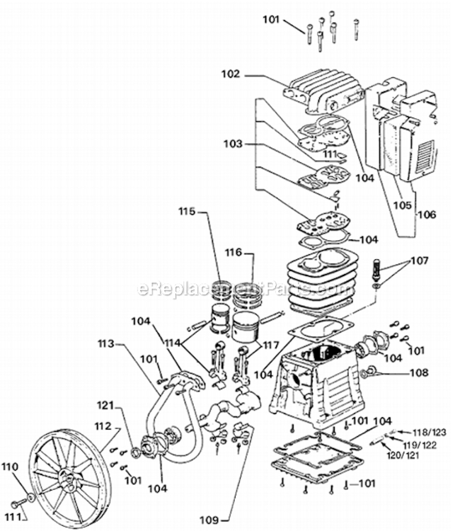 Page A Diagram and Parts List for PRLK6580V2 Type 1 DeVilbiss Compressor