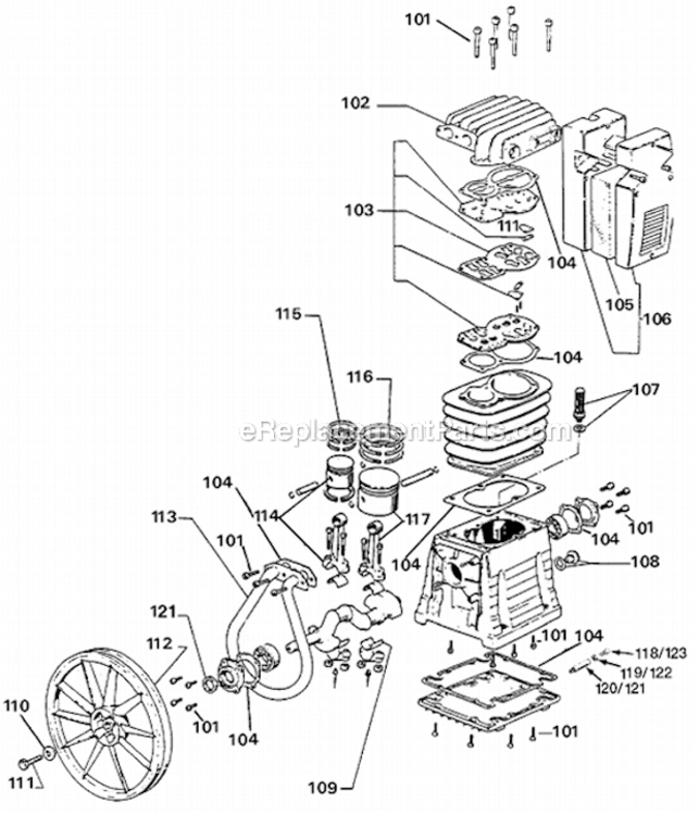 Page A Diagram and Parts List for PRLKC6580V2 Type 1 DeVilbiss Compressor
