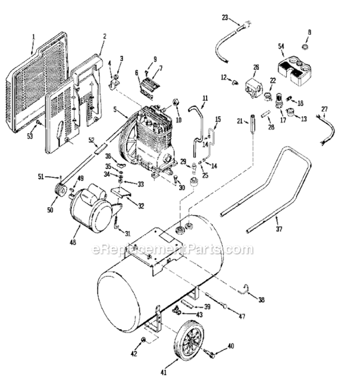 Page A Diagram and Parts List for RA4E20AD Type 0 DeVilbiss Compressor
