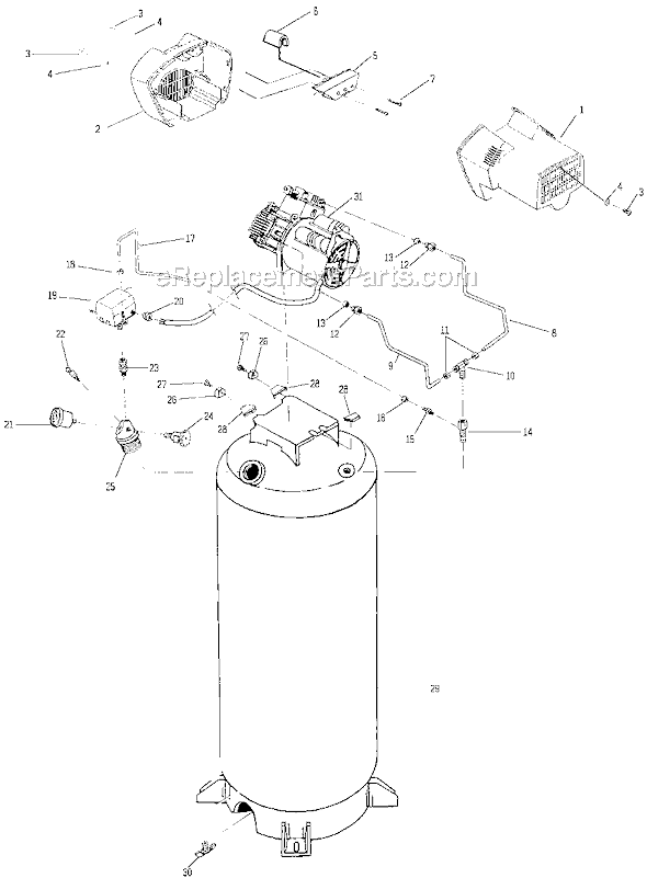 Page A Diagram and Parts List for RA500TVE60V Type 0 DeVilbiss Compressor