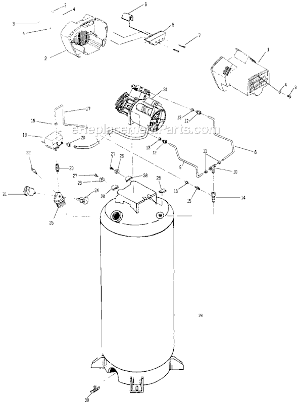 Page A Diagram and Parts List for RA500TVE60V Type 2 DeVilbiss Compressor