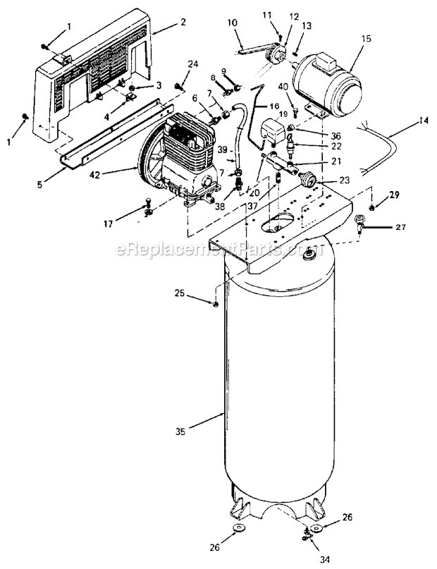 Page A Diagram and Parts List for RA5E60VAD Type 0 DeVilbiss Compressor