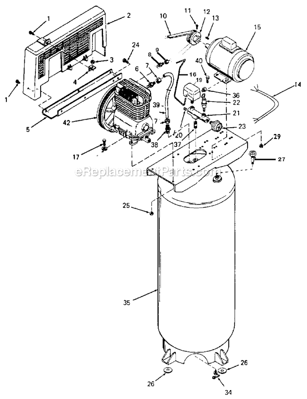 Page A Diagram and Parts List for RA5E60VAD Type 1 DeVilbiss Compressor