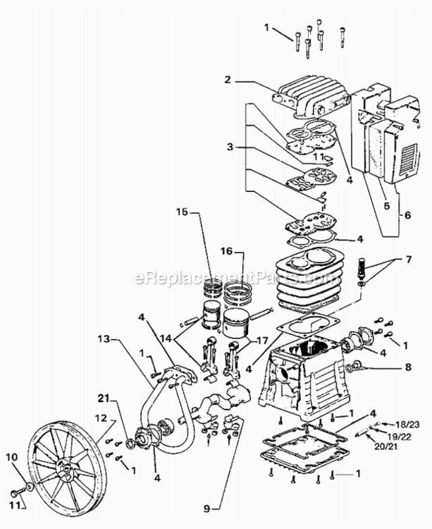 Page A Diagram and Parts List for RA5K80V1D Type 1 DeVilbiss Compressor