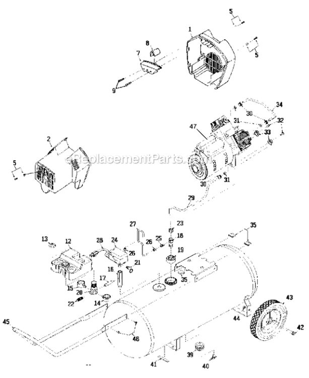 Page A Diagram and Parts List for RAC500TVE30 Type 2 DeVilbiss Compressor