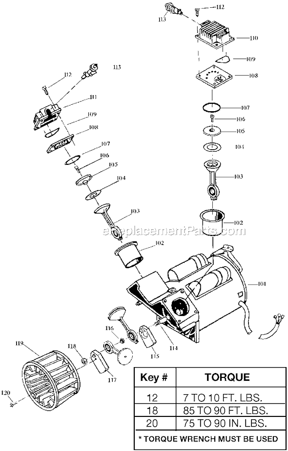 Page B Diagram and Parts List for RAC500TVE60V Type 1 DeVilbiss Compressor