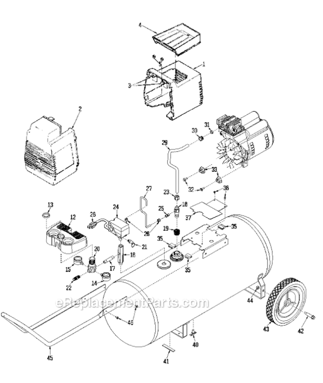 Page A Diagram and Parts List for RAF430 Type 2 DeVilbiss Compressor