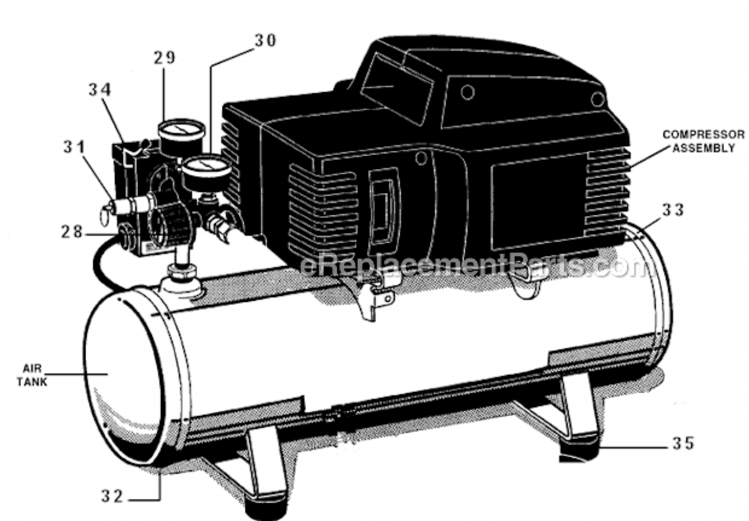 Page A Diagram and Parts List for RAFA125 Type 1 DeVilbiss Compressor