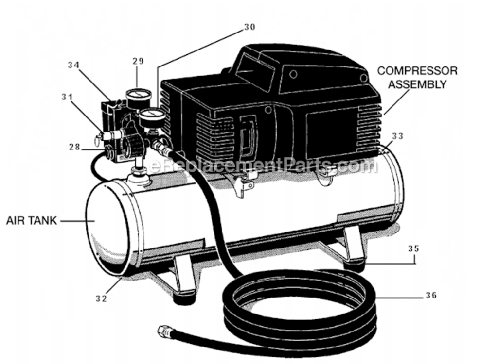 Page A Diagram and Parts List for RAFA125 Type 3 DeVilbiss Compressor