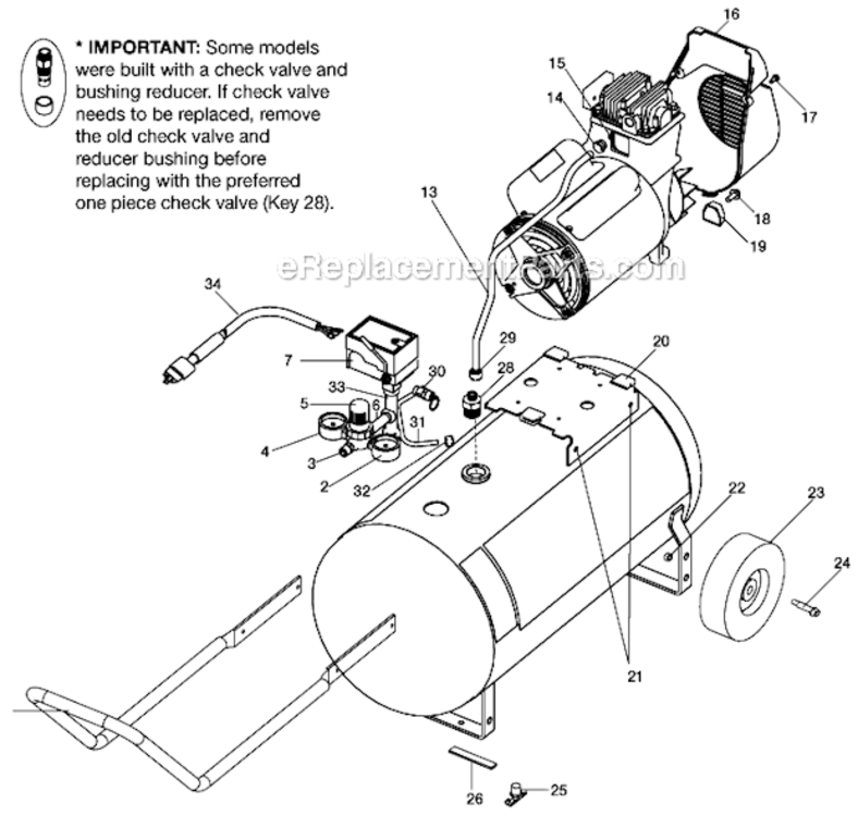 Page A Diagram and Parts List for RAFB412 Type 1 DeVilbiss Compressor