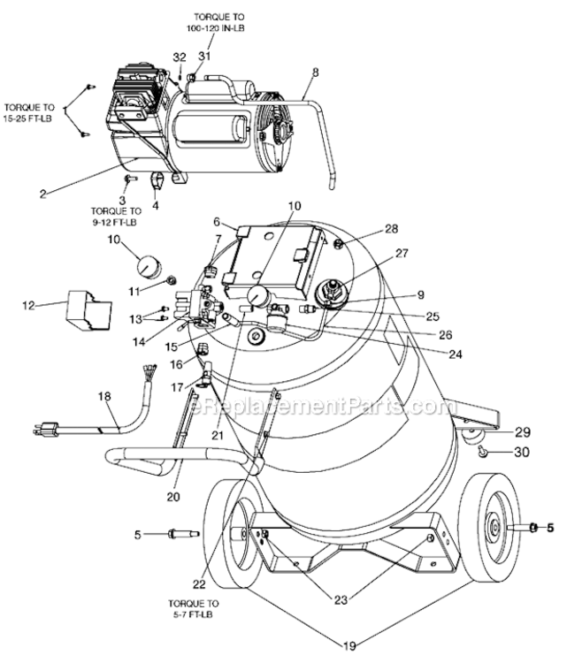Page A Diagram and Parts List for RAFB5020VP Type 0 DeVilbiss Compressor