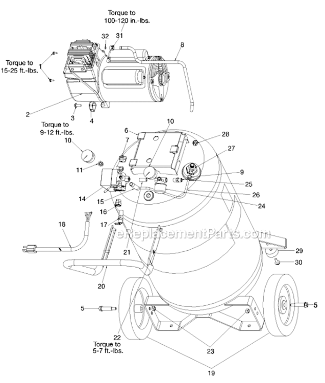 Page A Diagram and Parts List for RAFB5020VP Type 1 DeVilbiss Compressor