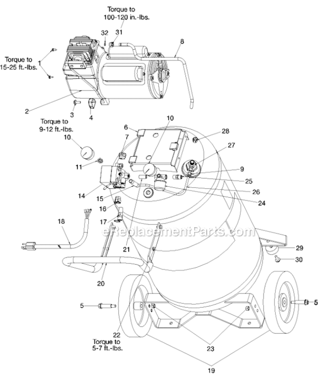 Page A Diagram and Parts List for RAFB5020VP Type 2 DeVilbiss Compressor