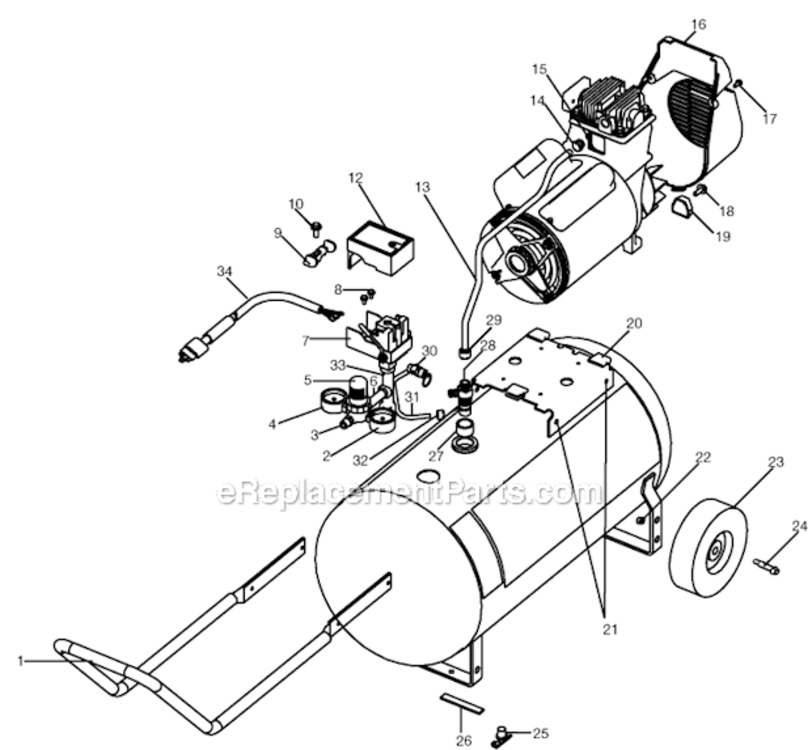 Page A Diagram and Parts List for RAFB5020 Type 0 DeVilbiss Compressor