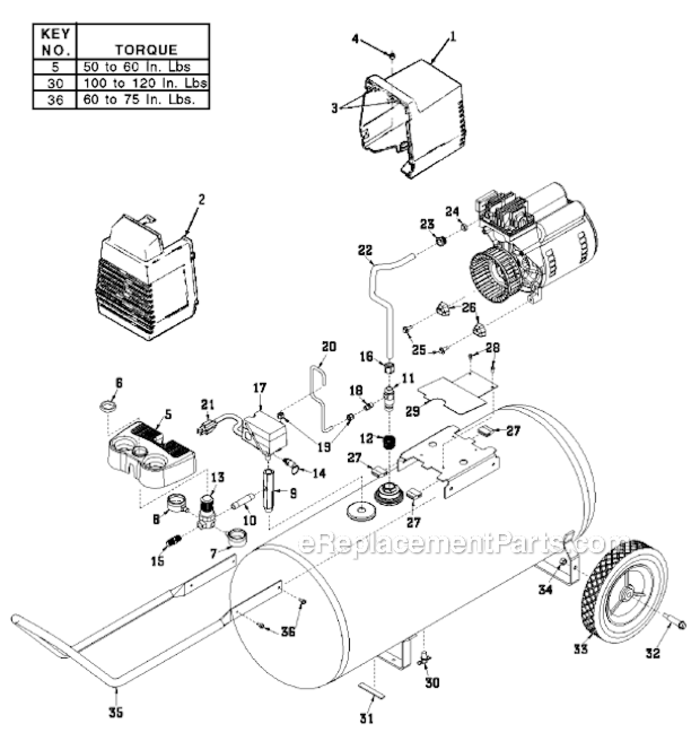 Page A Diagram and Parts List for RAFC18 Type 4 DeVilbiss Compressor