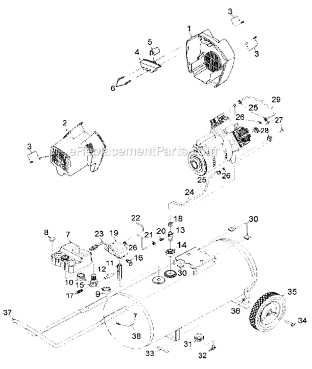Page A Diagram and Parts List for RAFCTV630 Type 0 DeVilbiss Compressor