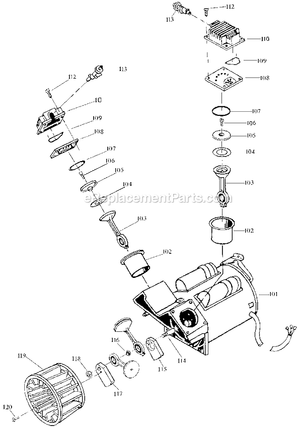 Page B Diagram and Parts List for RAFCTV660V Type 4 DeVilbiss Compressor
