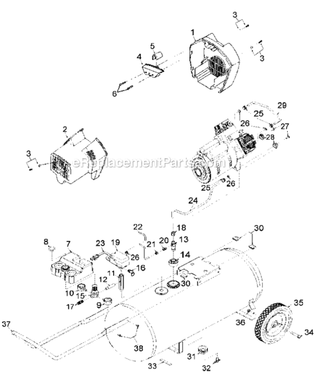 Page A Diagram and Parts List for RAFTV630 Type 1 DeVilbiss Compressor