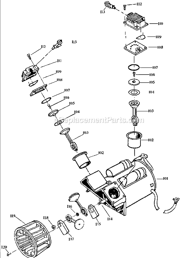 Page A Diagram and Parts List for RAFTV660V Type 3 DeVilbiss Compressor