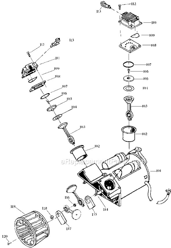 Page A Diagram and Parts List for PAFTV660V Type 4 DeVilbiss Compressor
