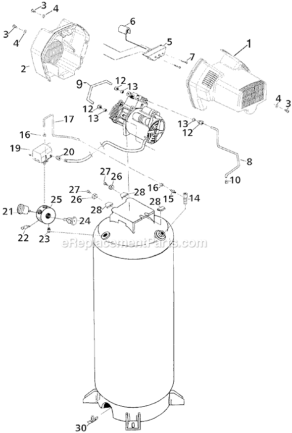 Page B Diagram and Parts List for PAFTV660V Type 4 DeVilbiss Compressor