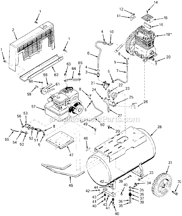Page B Diagram and Parts List for RAL5G20 Type 3 DeVilbiss Compressor