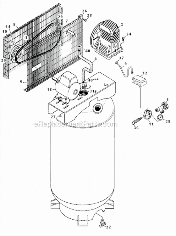 Page A Diagram and Parts List for RALK6580V2 Type 1 DeVilbiss Compressor