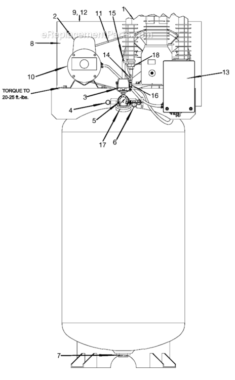 Page A Diagram and Parts List for RALM7580V2C Type 1 DeVilbiss Compressor