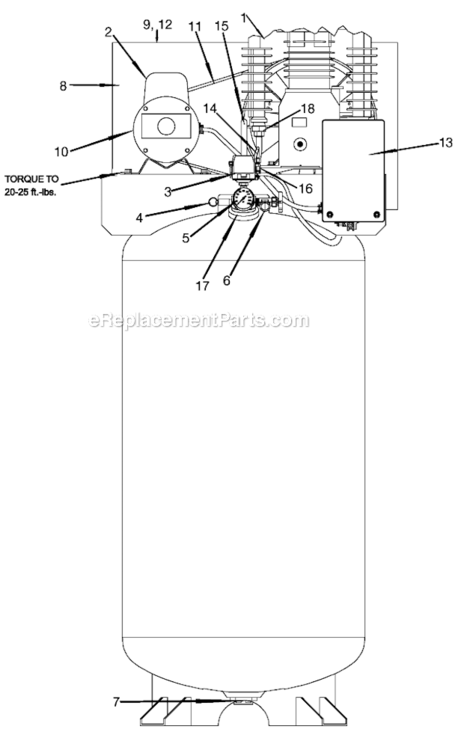 Page A Diagram and Parts List for RALM7580V2C Type 2 DeVilbiss Compressor