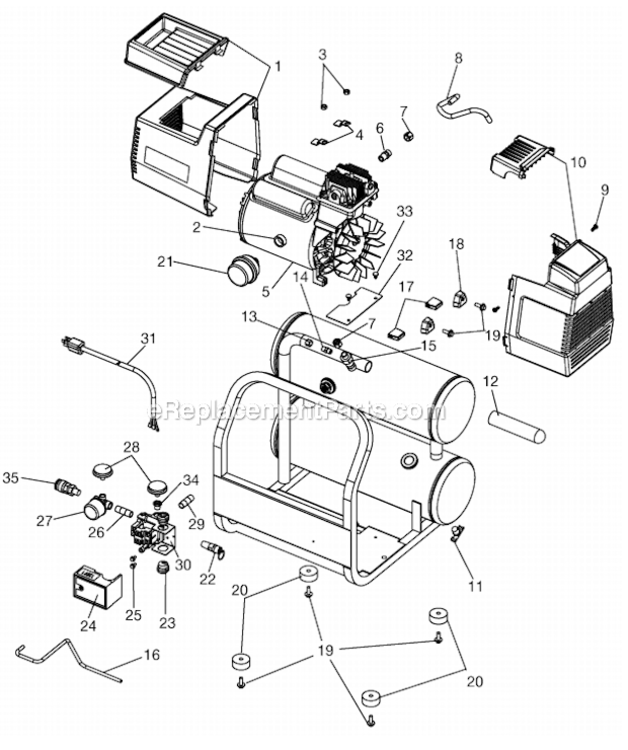 Page A Diagram and Parts List for SDS150E4STD Type 0 DeVilbiss Compressor