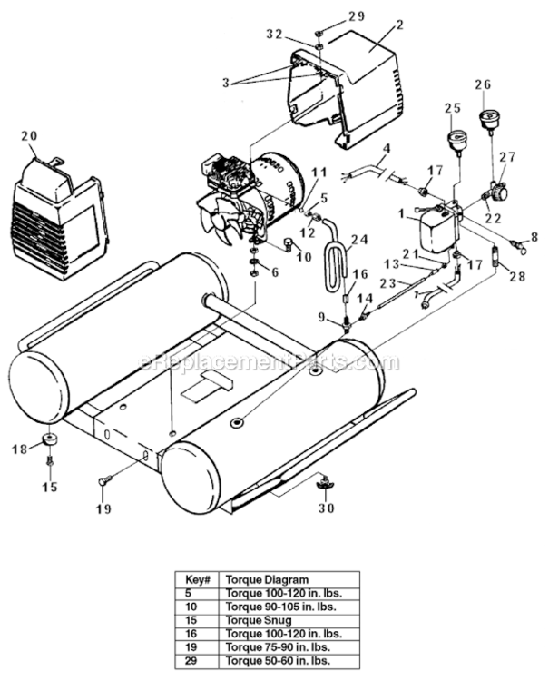 Page A Diagram and Parts List for SDS150E4TTD Type 1 DeVilbiss Compressor