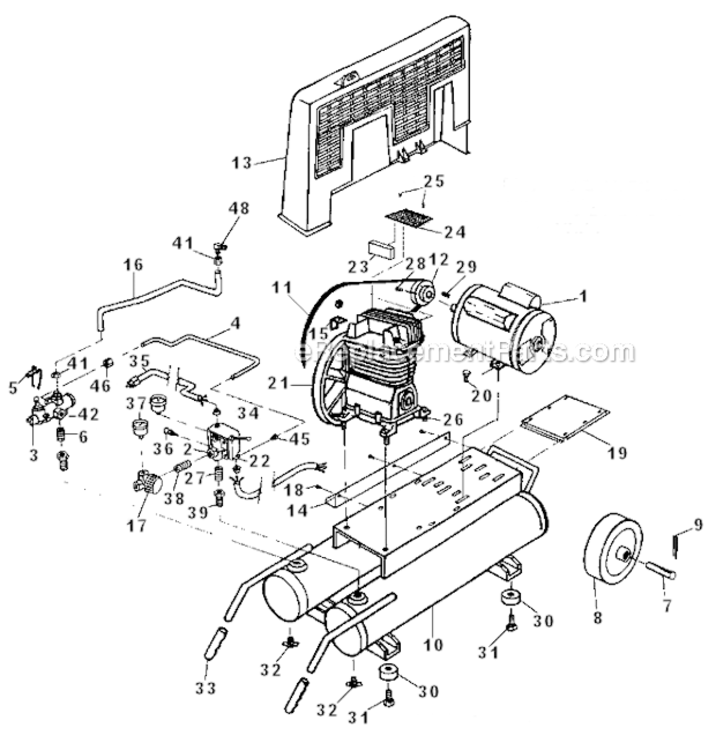 Page A Diagram and Parts List for SDS2E8DCD Type 1 DeVilbiss Compressor