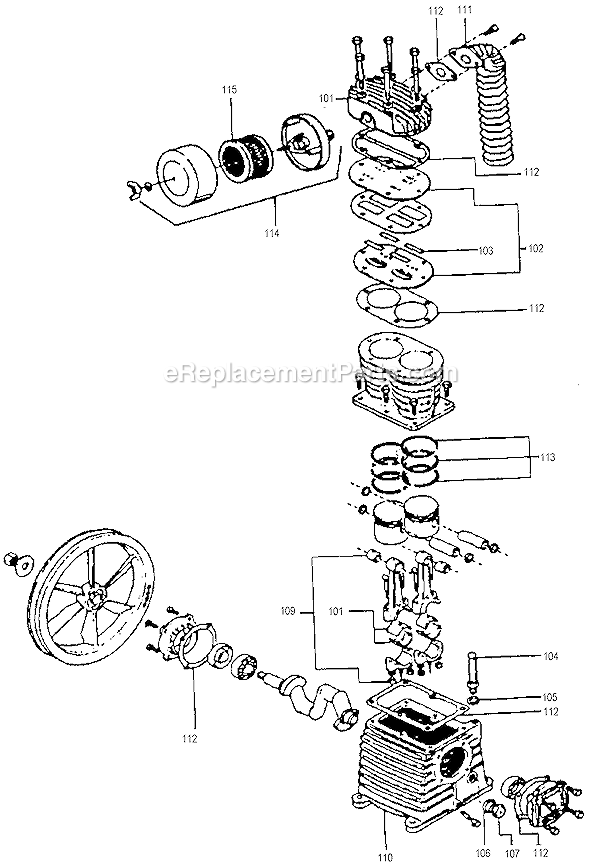 Page B Diagram and Parts List for SDS5G8DH Type 0 DeVilbiss Compressor