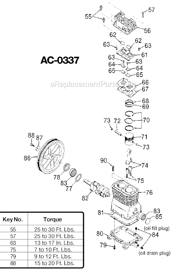 Page B Diagram and Parts List for SDS5G8D Type 1 DeVilbiss Compressor