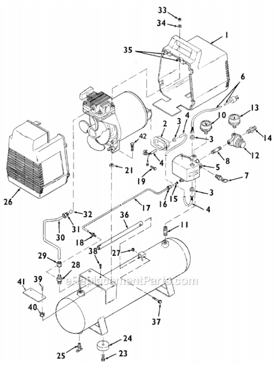 Page A Diagram and Parts List for SDSC100E3D Type 0 DeVilbiss Compressor
