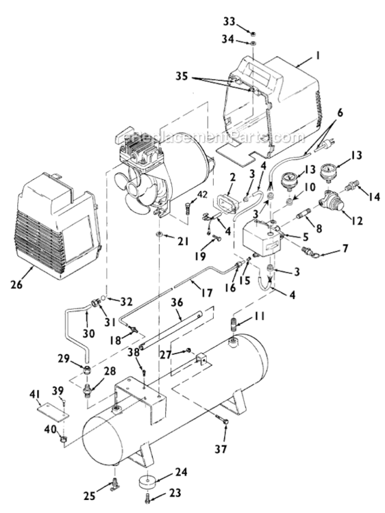 Page A Diagram and Parts List for SDSC150E3D Type 0 DeVilbiss Compressor