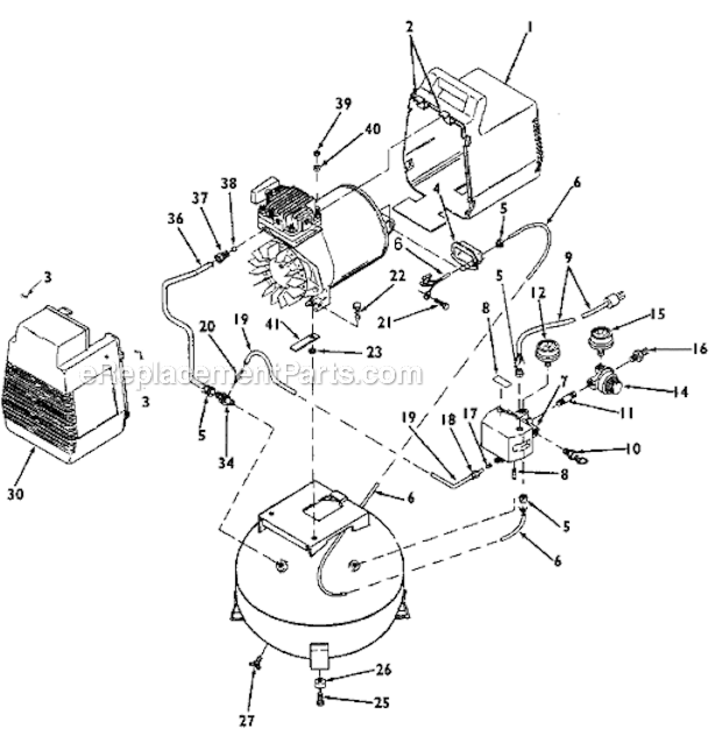 Page A Diagram and Parts List for SDSC150E4D Type 0 DeVilbiss Compressor