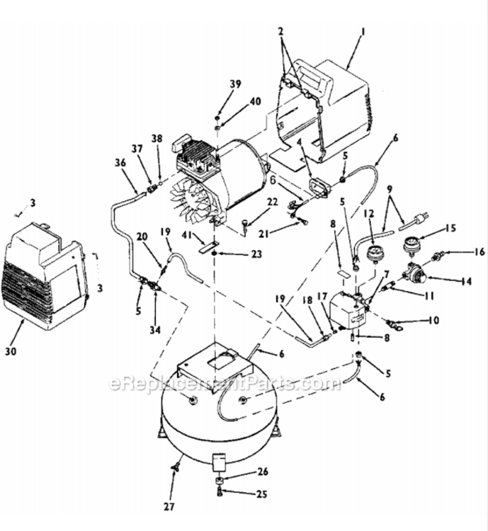 Page A Diagram and Parts List for SDSC150E4D Type 1 DeVilbiss Compressor