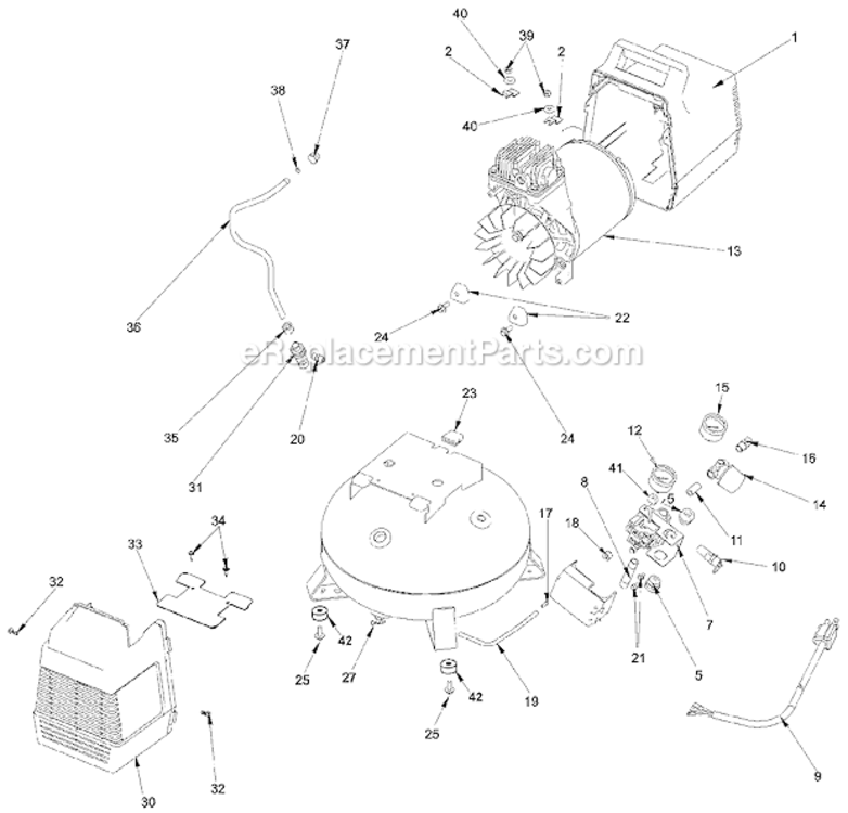 Page A Diagram and Parts List for SDSC150E4D Type 2 DeVilbiss Compressor