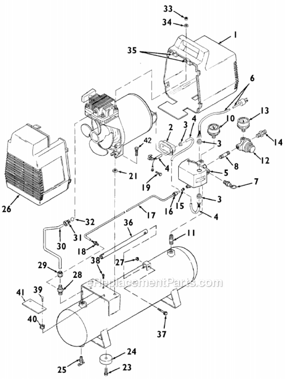 Page A Diagram and Parts List for SFC100E3D Type 0 DeVilbiss Compressor