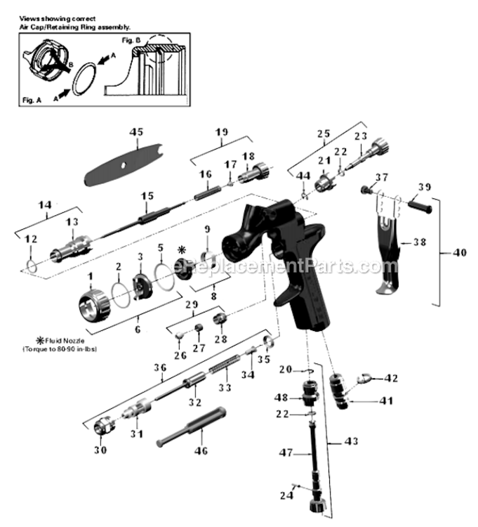 Page A Diagram and Parts List for SRIPRO-635G-10  DeVilbiss Paint Sprayer