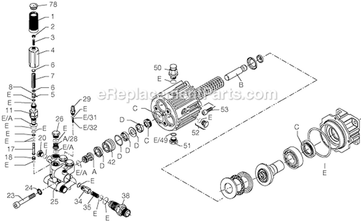 Page A Diagram and Parts List for XR2750 Type 1 DeVilbiss Pressure Washer