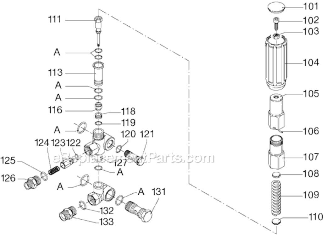 Page A Diagram and Parts List for ZR3600 Type 1 DeVilbiss Pressure Washer